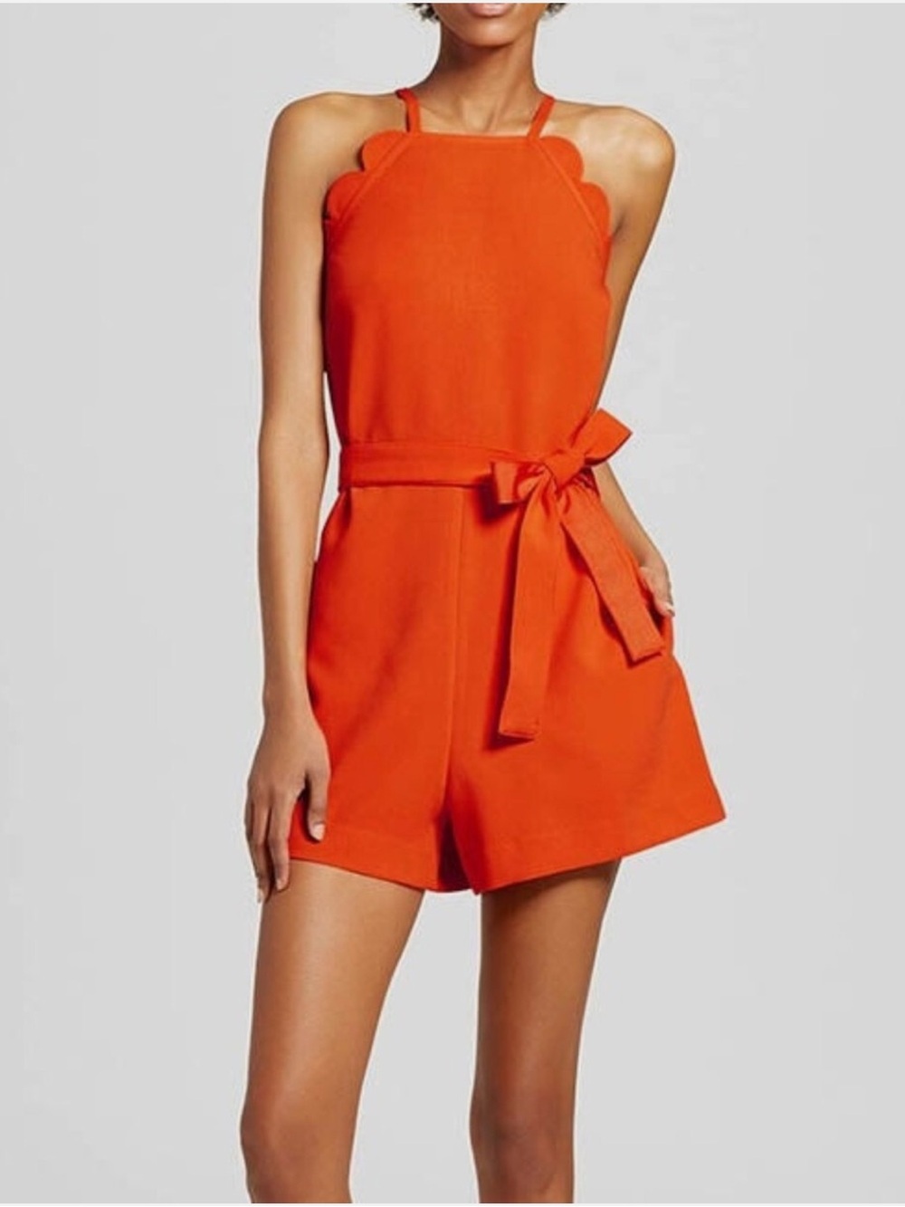 Victoria Beckham for Target Orange Scalloped Halter Romper